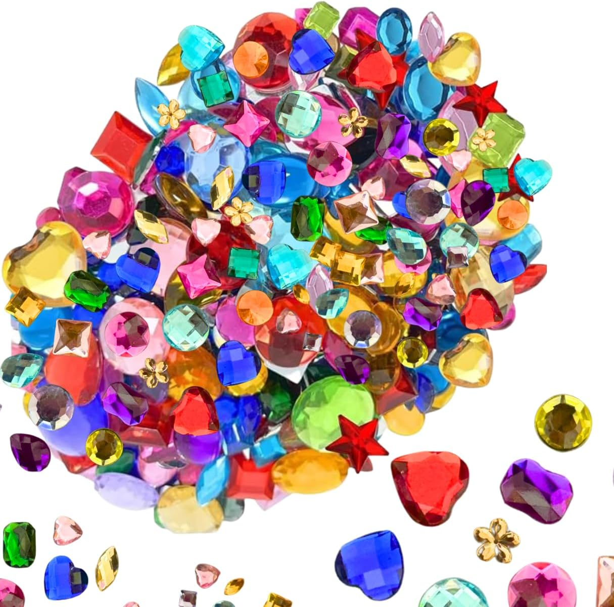 Kids B Crafty - Craft Gems for Kids, 100G Colorful Plastic Gemstones for Craftin