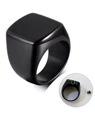 EDELSTAHL *** Asche / Haare / Fell *** Urne Gedenk-Ring Siegelring schwarz