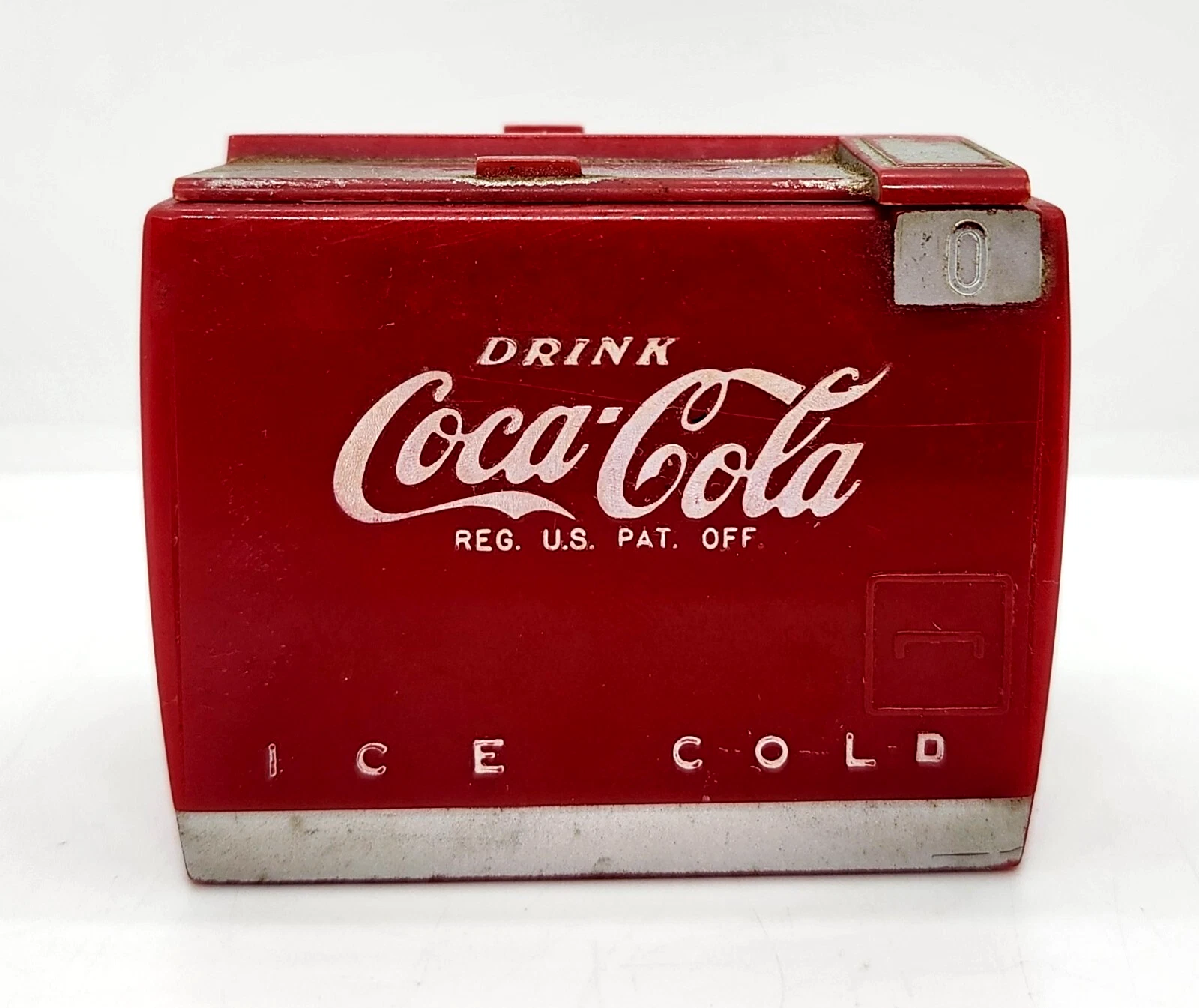 VINTAGE 1950'S COCA COLA SMALL DRINK MACHINE / MINIATURE COOLER MUSIC BOX WORKS