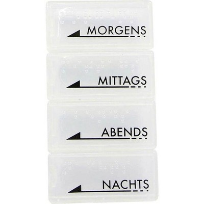 Tablettendose mo / mi / ab / na mit Blin.Schr.weiß tra. · 1 St · PZN 03149599