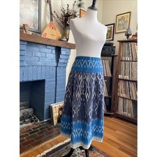 Vintage Midi Skirt Medium Southwestern Aztec Print Pleated USA 90s Heavy Cotton