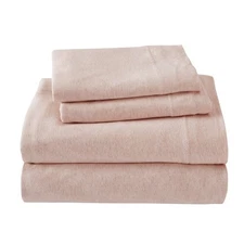 Cozy Jersey Knit Sheet Set Breathable 4pc Queen Fitted Flat Pillowcases New