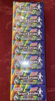 1 Brand new Pack of SUGAR FREE FRUIT STRIPE GUM 2005 DISCONTINUED Zebra YIPES