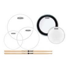 Evans American Upgrade Clear Drumhead Pack 10/12/14/20 w/FREE 14" 5A Sticks