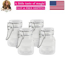 3 1/4" Square Glass 3oz Jar with Hinge Glass Lid for Home Kitchen, Arts Cra...