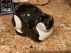 Warren Kimble 2002 Tuxedo Fat Cat Ceramic Sponge/Scrub Holder Black White Whimsy — photo 2