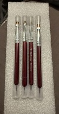 4PCS French Tip Nail Brushes Dual End Acrylic Art Clean Up Dotting Tools Set New