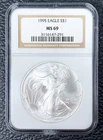 1995 American Silver Eagle S$1 NGC MS69 Classic Brown Label SLABBED & GRADED!