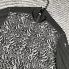 SmartWool Pullover Sweatshirt Mens Large Black Long Sleeve Mountain 1/4 Zip