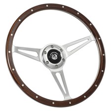 14'' Classic Wood Steering Wheel Riveted with Horn Button restoration 18 rivets