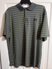 Under Armour Men's Polo Heat Gear XL Loose Fit Grey With Grey Stripes