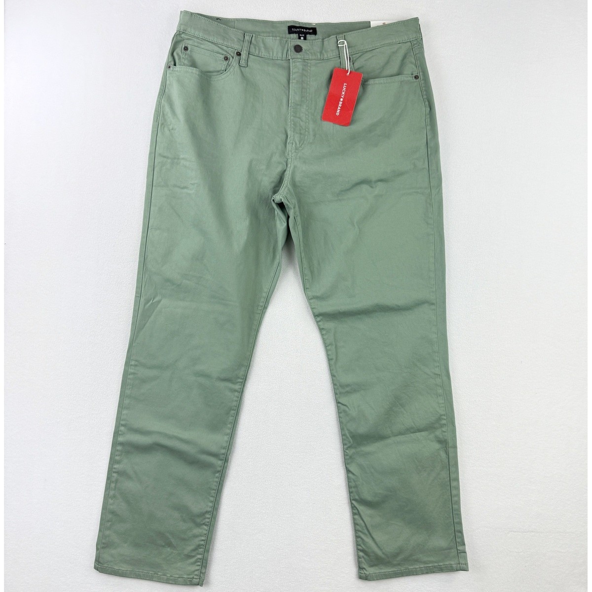 Lucky Brand 410 Athletic Straight Pants Size 38x32 Moss Green