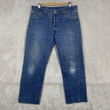 Vtg USA Levis 501xx Jeans Mens 38x36 fit 36x28 Raw Hem 90s Whisker 501-0000