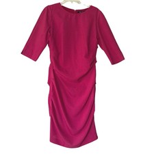 Etcetera Magenta Pink Ruched Sheath Dress Elbow Sleeve Size 6
