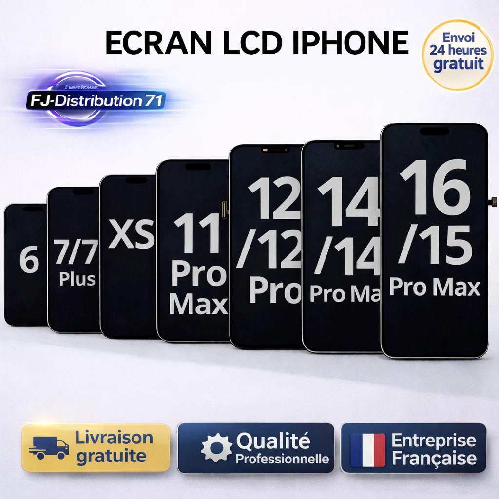 Écran LCD + Vitre De Remplacement Pour IPhone 6 à 15 Pro Max – Noir Ou Blanc