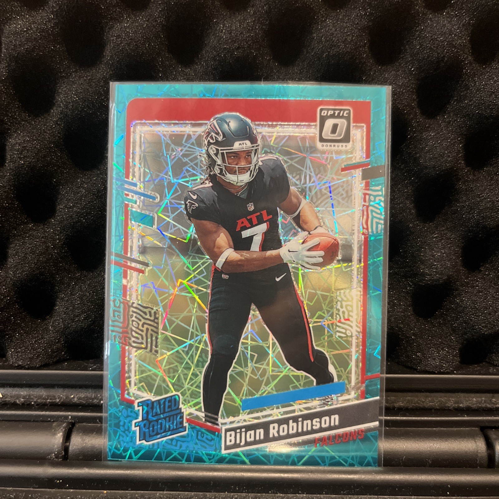 BIJAN ROBINSON 2023 DONRUSS OPTIC RATED ROOKIE TEAL VELOCITY RC SSP #206