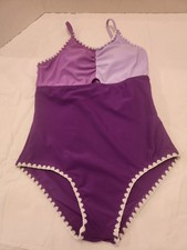 Kids4ever Girls One Piece Swimsuit Scalloped Trim Size 11-12Y NWTpurple