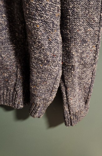 Zara Mens XL Cable Knit Cotton Wool Blend Sweater Lught Blue Fair Isle Pullover - Picture 6 of 12