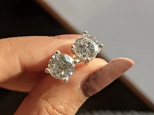 1 1/2ct TW Round Excellent Cut Diamond Studs 14k Yellow Gold Lab Grown Earrings