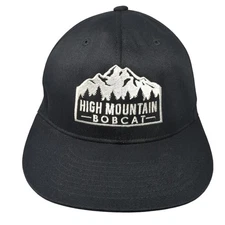 High Mountain Bobcat Fitted Hat Black XL Embroidered Flexfit Yupoong