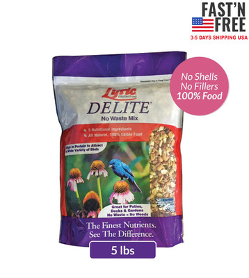 Lyric Delite Wild Bird Seed, No Waste Bird Food Mix Shell-Free Nuts & Seed 5 lb