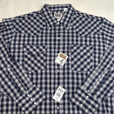 Vtg New Ely Cattleman Pearl-Snap Shirt XL Western Cowboy Long Sleeve Work Shirt