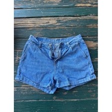 American Eagle High Waisted Denim Shorts Medium Wash Blue Size 4 Rolled Hem