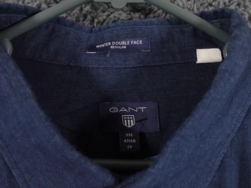 Gant Shirt Men 3XL Blue Winter Double Face Plaid Lining Button Up Big Tall Smart - Picture 3 of 9