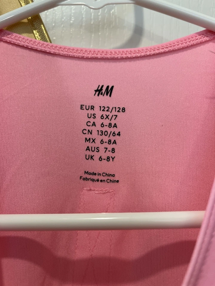 H&M Girl’s Size 6X/7 Pink Rainbow Unicorn Tutu Dress With Gold Wings - Image 4 of 4