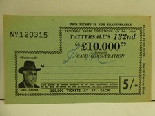 VINTAGE GEO. ADAMS TATTERSALLS MELBOURNE VICTORIA TICKET 10,000 POUNDS