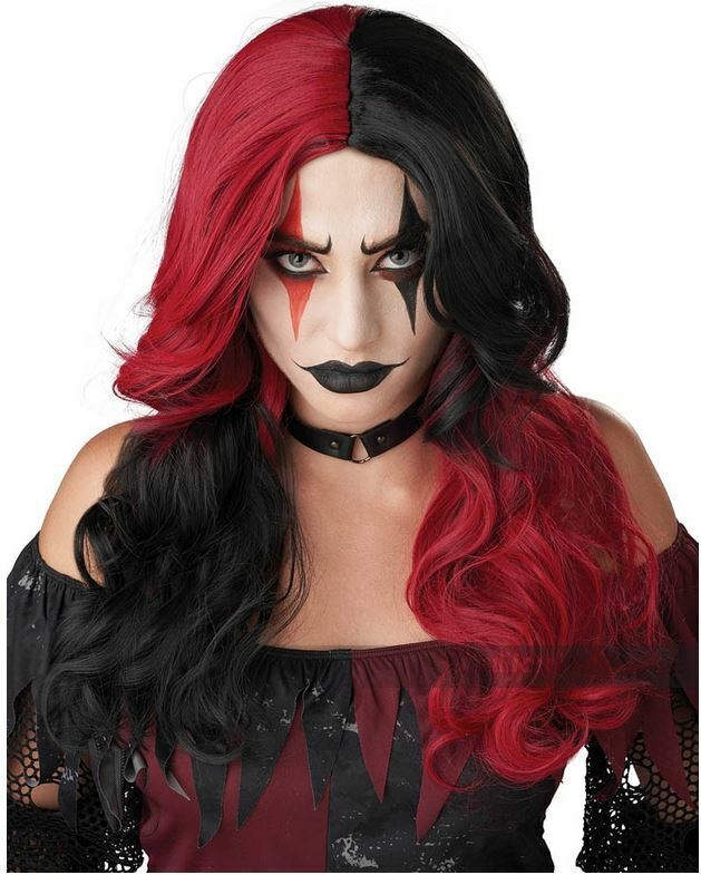 California Costumes Jester Wig Red Black Halloween Costume 7020-060