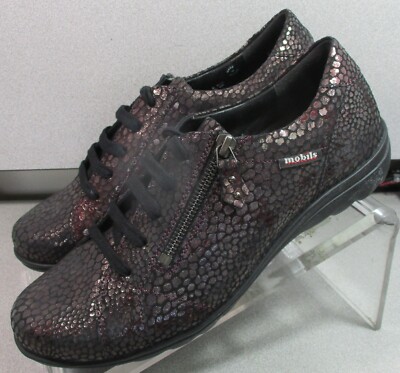 CAMILIA LMSP60 WOMENS SHOES 7.5 M (EURO 5) BLACK RUBY LEATHER MOBILS BY MEPHISTO