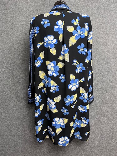 Lands End Floral Kaftan Tunic Button Shirt Dress Coverup Kimono Women's 14P NWT - Picture 6 of 14