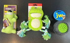 Ultimate Pet Nutrition Frog/JW Green Grass Ball & Multipet Mini Loofa Dog Toys