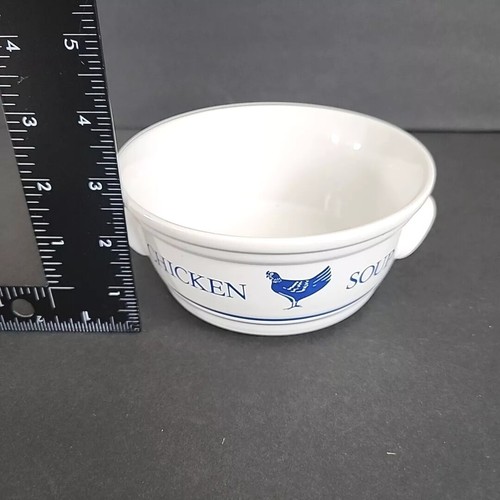 Stoneware Chicken Soup Bowl FTD Vintage Pottery Ceramic Blue Series 1980s Korea - Picture 4 of 12