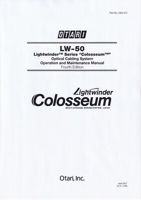 Operation and Maintenance Manual für Otari LW-50 
