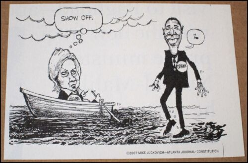 2007 Barack Obama Hillary Clinton Political Cartoon Newsweek Clipping Luckovich - Picture 1 of 3