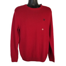 Chaps Men's 100 Cotton Red Crew Neck Pullover Sweater Size M Medium NEW