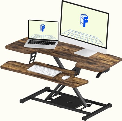 Height Desk 40in with Riser, Converter, Manual FLXISPOT Standing Lift Adjustable