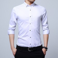 Men's Dress Shirts Long Sleeves Formal Business Slim No Iron Casual Shirts Tops