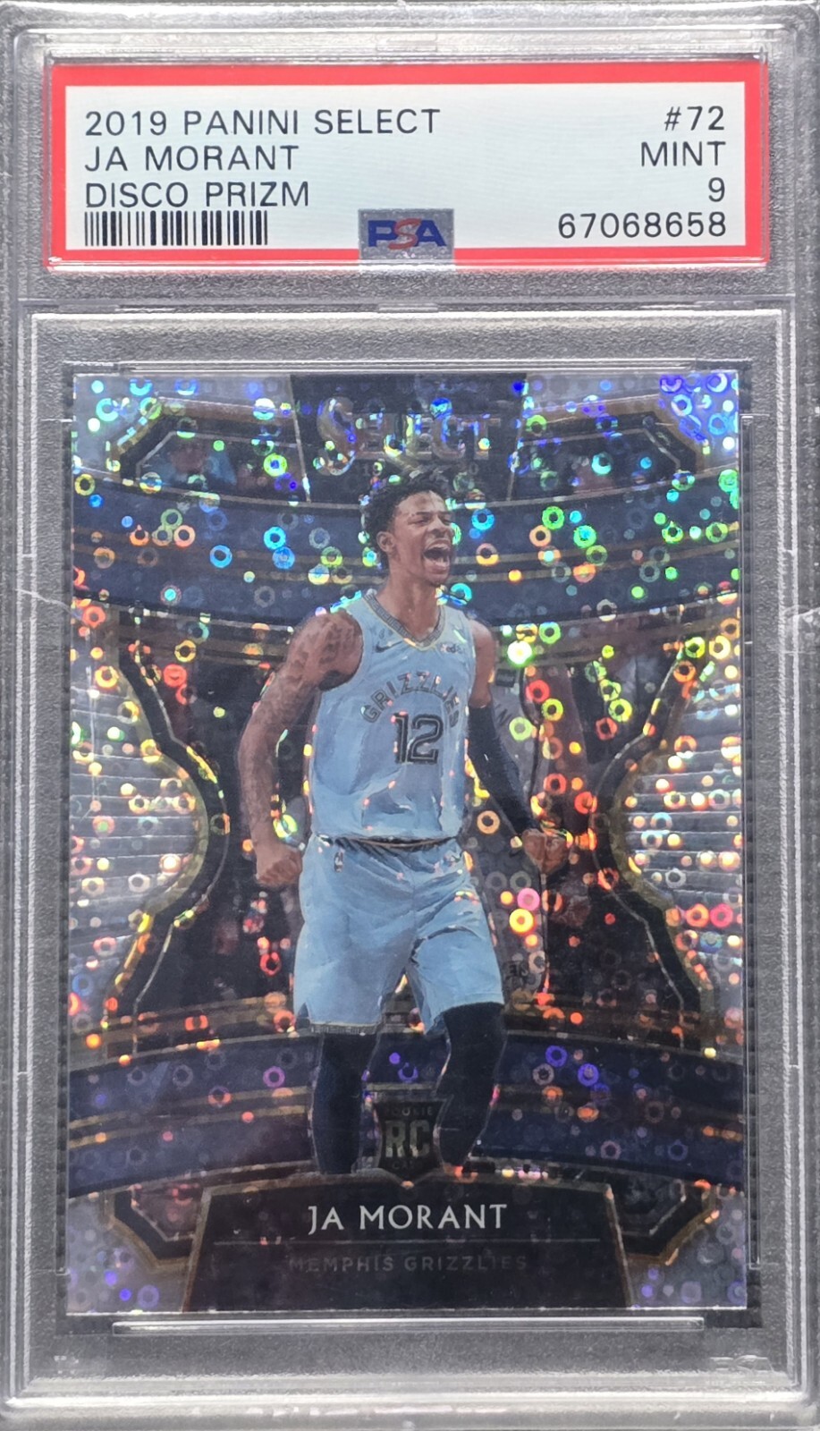 Ja Morant 2019-20 Panini Select Disco Prizm Rookie Card RC #72 PSA 9