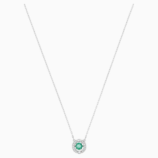 Sparkling Dance Necklace Green Rhodium 