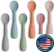 Cucharas de silicona para alimentaci n de beb s paquete de 6 Cucharas. neuvo.