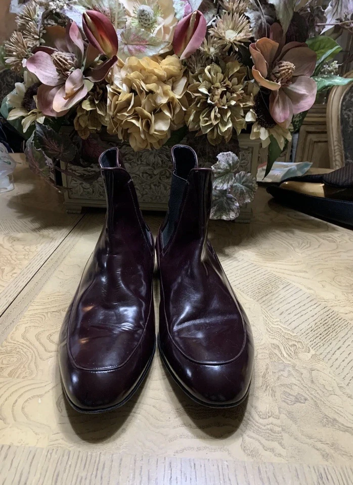 Raro Auténtico Casadei Hombre Borgoña Charol Botas Talla 45 Foto 3 de 4