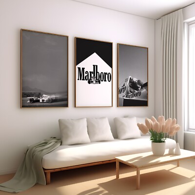 F1 Vintage Marlboro 3er Set Leinwand / Kunstdrucke / Gerahmte Kunst Formel 1 Poster