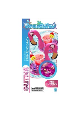 PoolCandy Glitter Flamingo Drink Float (2-Pack) PCL1727-FLAMG PoolCandy