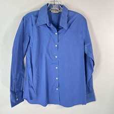 Eddie Bauer Mens Long Sleeve Wrinkle Resistant Blue Button Up Dress Shirt Size S