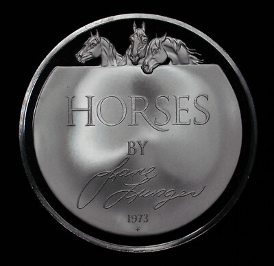 80 gram Franklin Mint HORSES Lane Lunger 925 Sterling Silver art