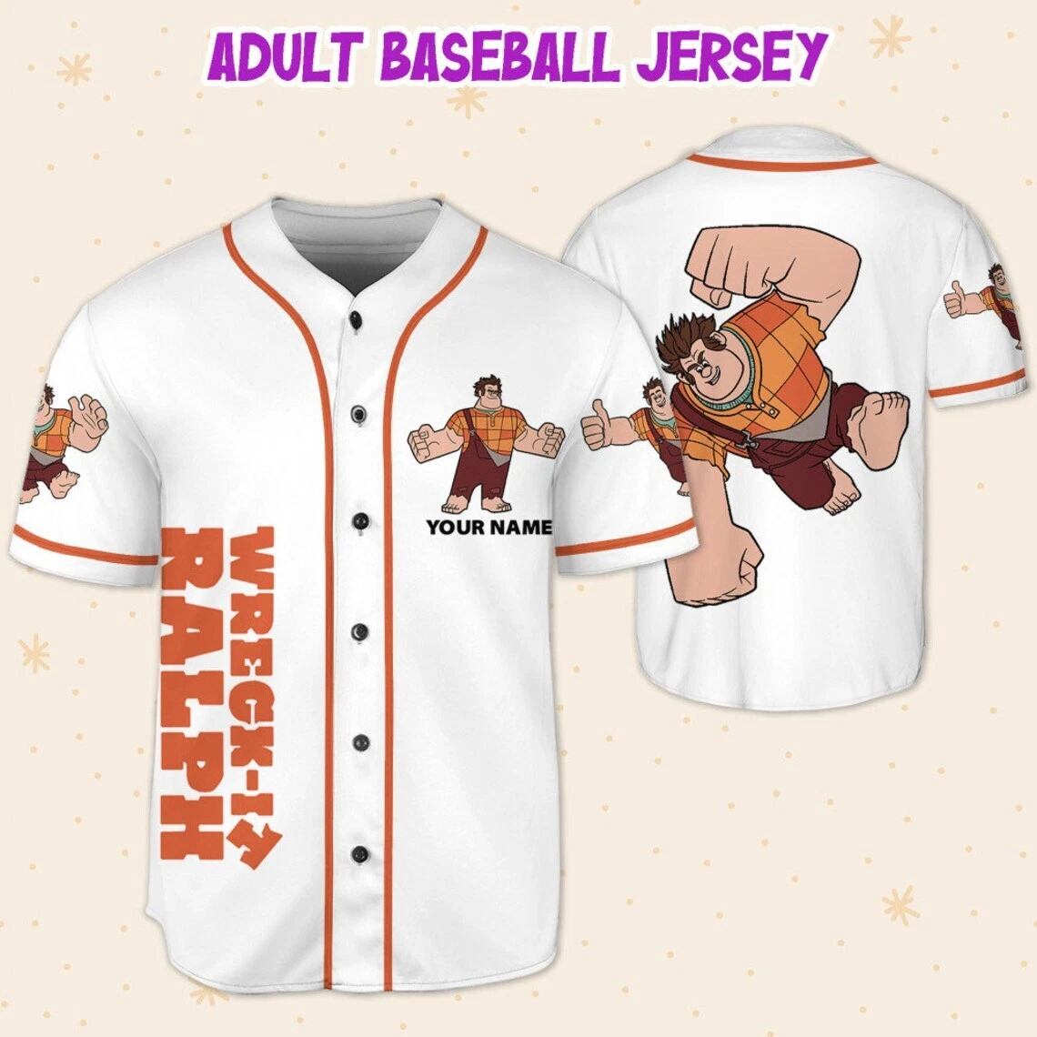 Custom Disney Wreck it Ralph Simple, Custom Disney Baseball Jersey