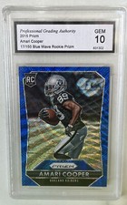 Amari Cooper 2015 Panini Prizm Rookie #201 Blue Wave Prizm PGA 10 Gem  /150 Ssp